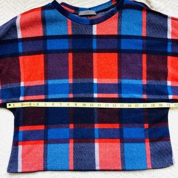 Plaid Oversized Short Sleeve Top By Cherish S - Picture 4 of 7